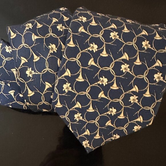 YSL Tie Yves Saint Laurent Silk Necktie Blue Daffodil Designer Couture Floral - Picture 1 of 5